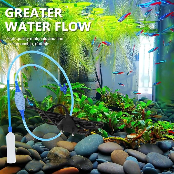 Aquarium Gravel and Water Changer Tool Large Blue Sturdy Siphon Sand Washing Equipment for Fish Tank Cleaning and Maintenance