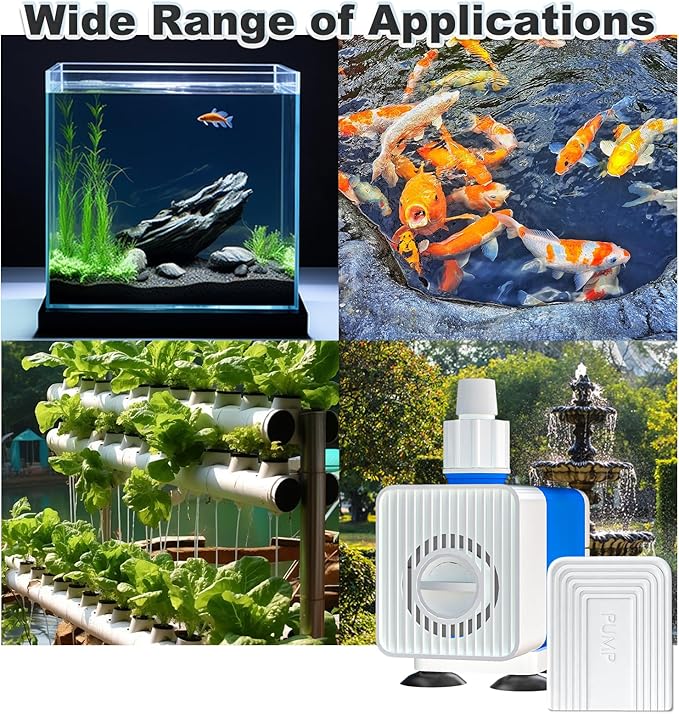 SongLong Submersible Pump 530GPH (2000 L/H 35W) Ultra Quiet with Over Heating Protection 6.5ft High Lift for Fountains, Hydroponics, Ponds, Aquariums & More……