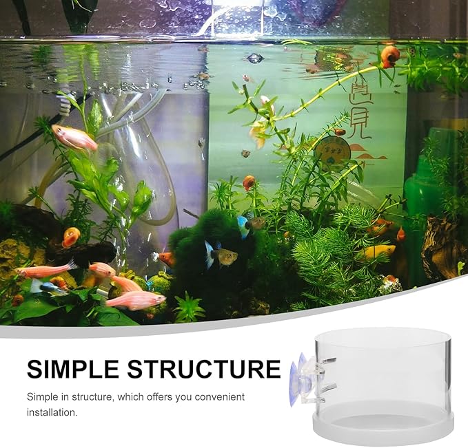FRCOLOR Fish Tank Feeding Ring Aquarium Feeder with Large Suction Cup, Acrylic Fish Food Feeder Tool for Convenient Automatic Feeding in Home Aquariums
