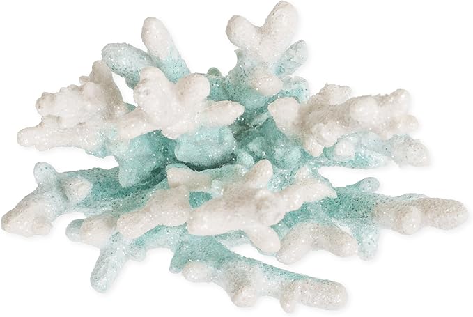 Delton Coral Blue White Ombre 7 x 6 Inch Resin Decorative Aquarium Tank Figurine, Multicolored,
