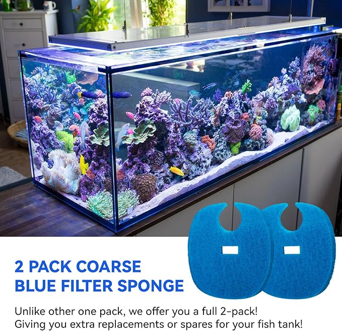 2 Pcs Coarse Sponge Filter Media Replacement for AquaTop Coarse Blue Filter Sponge Pad, Fits for Forza FZ9 Canister Filter, Traps Large Waste for Cleaner Water, for Fresh & Saltwater Fish Tank