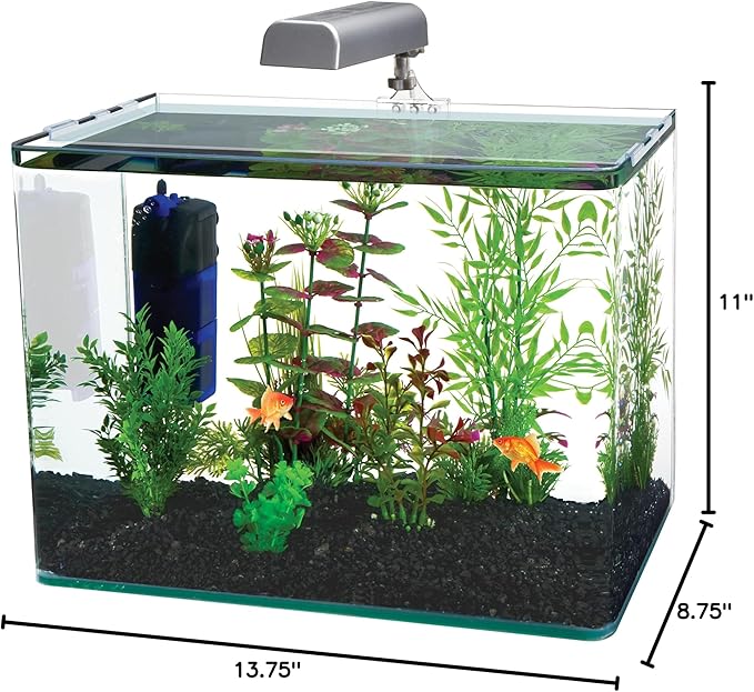 PENN-PLAX Water-World Radius Desktop Nano Aquarium Kit – Come with LED Light, Internal Filter, and Mat – Perfect for Shrimp and Small Fish – 5 Gallon Tank
