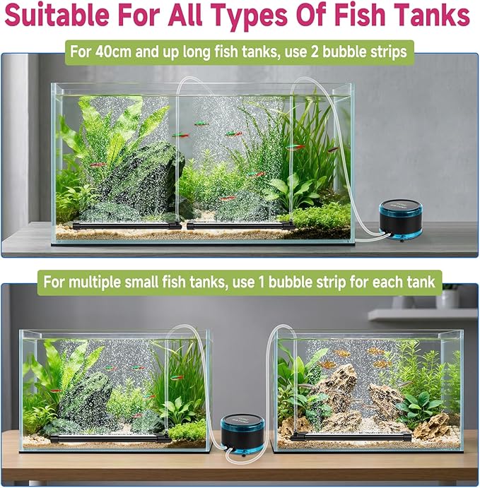 hygger Aquarium Bubble Curtain Wall, Quiet Fish Tank Air Stone with Accessories, High Dissolved Aquarium Bubbler Oxygen Diffuser Decoration for Freshwater & Saltwater