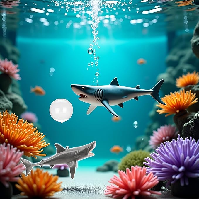 1 Pc Floating Shark Ornament - Adjustable Aquarium Shark Animal Decor | Aquarium Floating Shark Ornaments Thematic Ornaments Suitable for Aquarium All Kinds of Fish Tank and Home, Shark Pool Décor