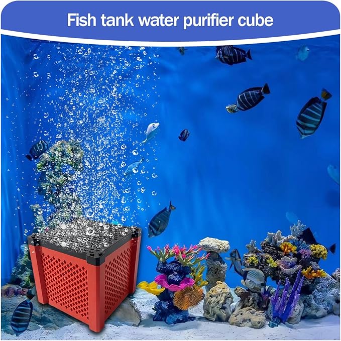 2 PCS 2025 New Pure Cube Water Trough Filter 2.0, Eco-Aquarium with Honeycomb Charcoal, Super Strong Filtration Activated Carbon Filter Media for Fish Tanks, Horse Troughs, Ponds & Livestock Tanks