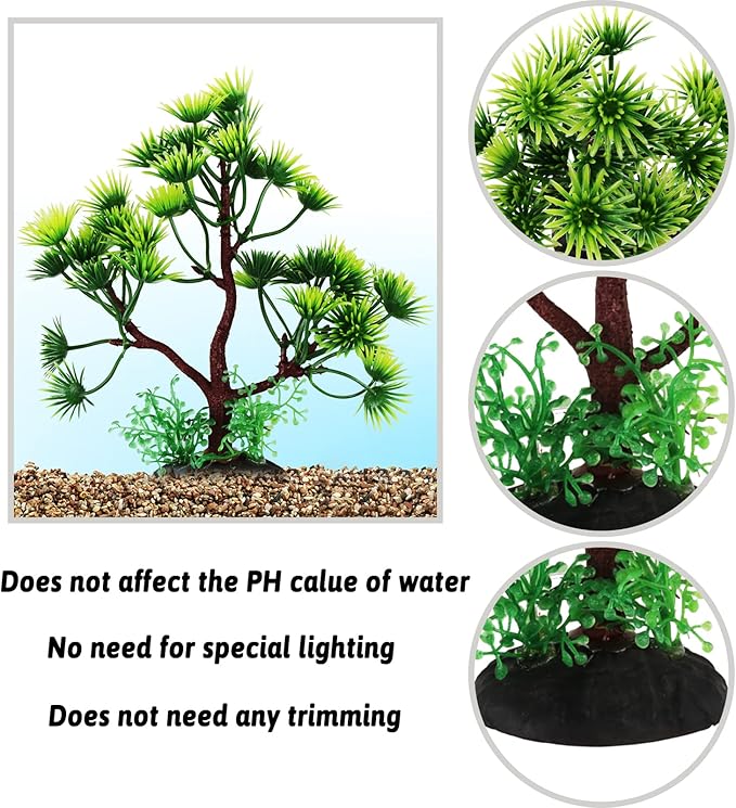 Fish Tank Plants Decorations, 10pcs Aquarium Decor Artificial Plants, Green Plastic Tree Fish Decorations for Tank