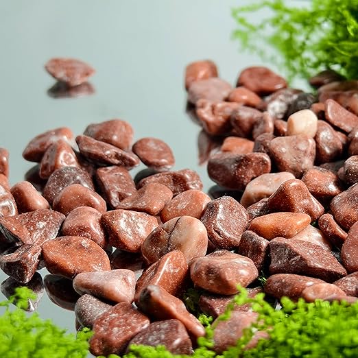 Red Pebbles,Small Gravel,1/4 Inch Nature Stones,Rocks for Indoor Plant Pots,Succulent,Garden Decor,Fish Tank,Vases,Aquarium Landscaping,2Lb