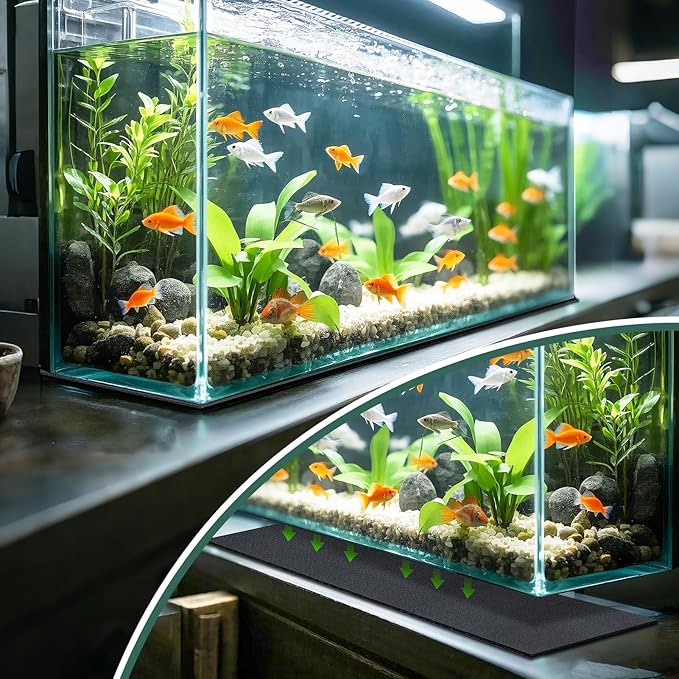 Aquarium Leveling Mat 2PCS/Set Neoprene Non-Slip Shockproof Fish Tank Pad Waterproof Textured Surface for Uneven Surfaces Durable Fish Tank Mat with Easy-Cut Edges (No Glue, 11.8 x 11.8 Inch)