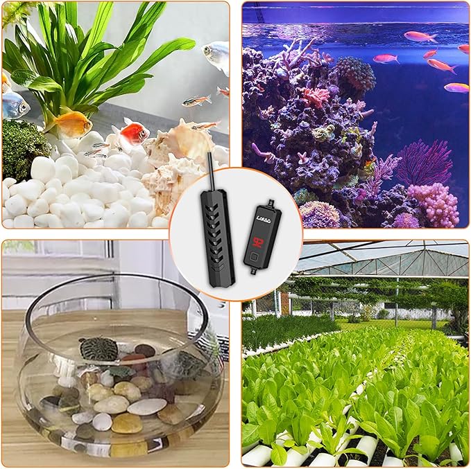 Upgraded 25W Intelligent Aquarium Heater,59°F-93°F Submersible Fish Tank Heater with Intelligent Digital Display Controller and Auto Power Off for 1-5 Gallon Freshwater Saltwater Fish Tanks