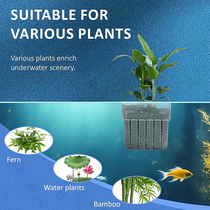 6 Pcs Clear Acrylic Aquarium Plant Holder with Hooks, Hanging Aquatic Plant Pot with Hole, Top Fish Tank Accessories for Fish Tank Aquaponic Plant and Aquascape Decorations