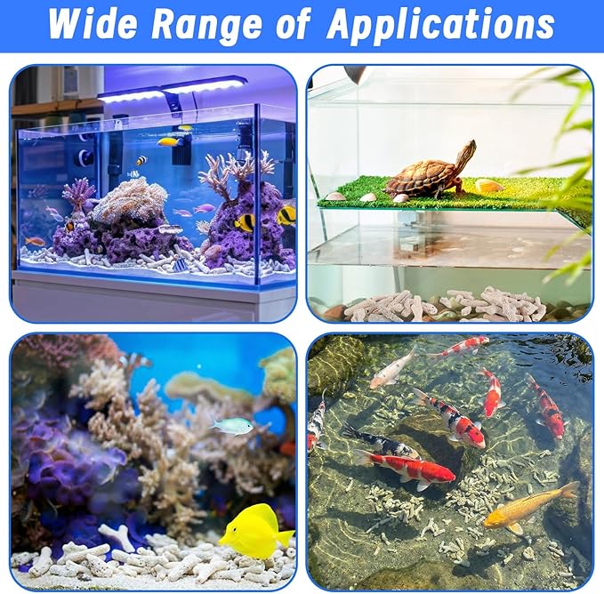 1.32lb/600g Crushed Coral for Freshwater Aquarium, Natural Fish Tank Coral Stone with Mesh Bag, Aquarium Bio Filter Media Bag Reusable Aquarium Filter to Stabilize Water and Raise PH