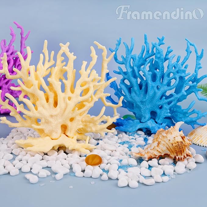 Framendino, 4 Pack Artificial Aquarium Coral Decor Plastic Faux Reef Decorative Cute Fish Tank Decorations