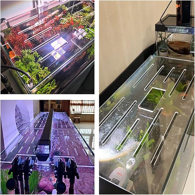 Jump Guard Aquarium Cover, Secure Fish Tank Top, Avoid Cat Catching Fish, Fish Tank Hood Replacement Cover with Vent Port and Feeding Hole(22x18in/55.88x45.72cm)