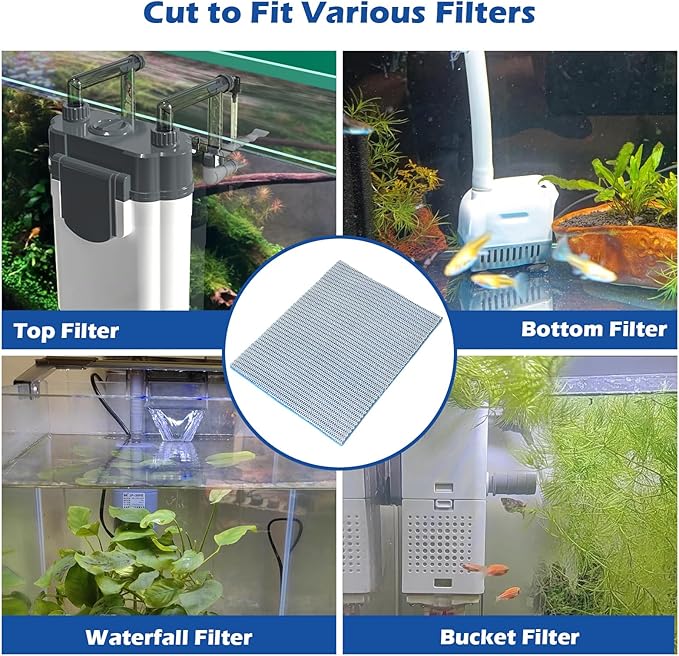 Aquarium Filter Media Pad,8-Layer 15.7 x 11.8 in Washable Cuttable Filters Sponge Pads Foam Filter Floss Accessories for Fish Tank Pond Aquariums