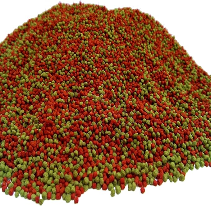 0.8mm - 1/32" Green Gro & Color Red Enhancing Floating Pellets for All Community Tropical Fish, Baby and Small Koi and Pond Fish...1-lb