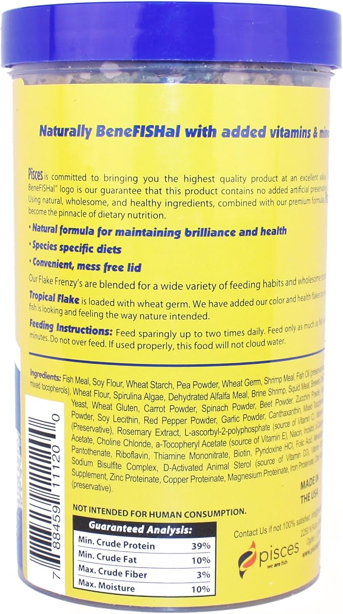 Pisces Tropical Flake Frenzy Fish Food (7oz)