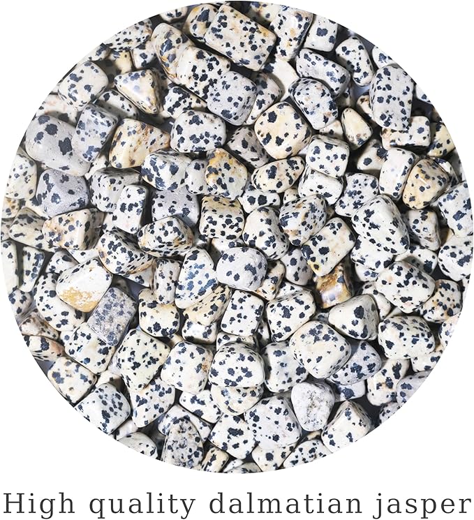 Tumbled Dalmatian Jasper Crystal Chips Bulk 1lb, Healing Gemstone Chips Bulk, DIY, Vase Filler, Succulent Soil, Creative Pebble, Potting Mix, Garden Decor, Aquarium Gravel & Fish Tank Rocks