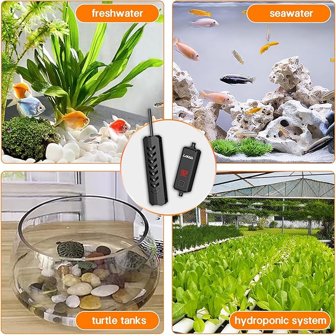 Upgraded 200W Intelligent Aquarium Heater,59°F-93°F Submersible Fish Tank Heater with Intelligent Digital Display Controller and Auto Power Off for 10-55 Gallon Freshwater Saltwater Fish Tanks