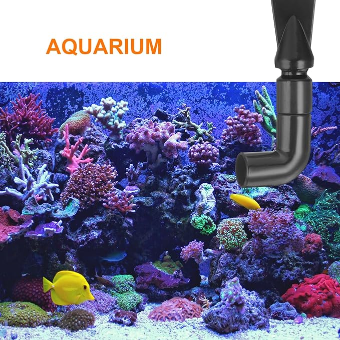 uxcell 2Pcs Aquarium Nozzle, 360°Free Rotate Plastic Aquarium Pump Nozzle, 19mm/0.75" OD Flat Water Outlet Return Pipe Fitting for Aquariums Fish Tanks(Black)