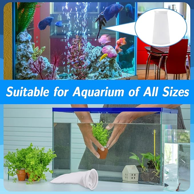 Jecery 16 Pack 4 Inch Ring Filter Socks 200 μm Aquarium Filter Bags Aquarium Socks for Tank Sump Saltwater Freshwater(9 × 4 inches)