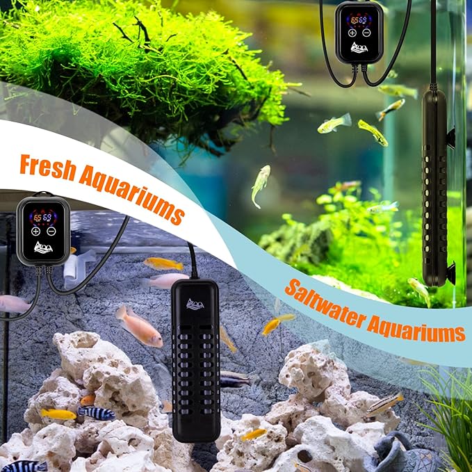 AQQA Aquarium Heater 800W for 80-220 Gallon Fish Tank Heater Submersible Betta Fish Heater for Aquarium Thermostat Heater for Freshwater and Saltwater (800W for 80-220 Gal)