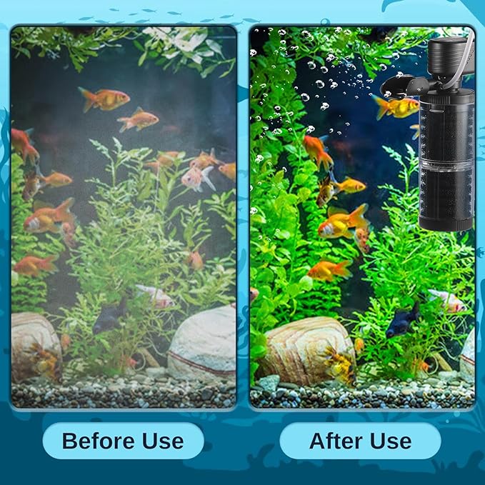 SainSmart XpertMatic 15W Aquarium Filter 2 Stages 238 GPH (900L/h) for Up to 70 Gallon Fish Tank, Submersible Internal Tank Filter and Water Pump, Power Filter for Fish Tank, Aquarium, Pond