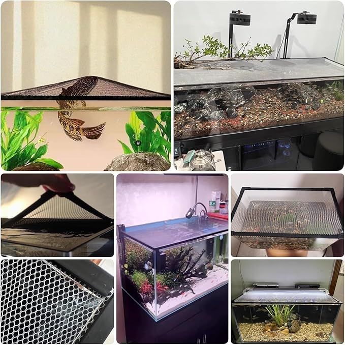 Aquarium Anti-Jump Cover, Terrarium Ventilation Opening Hood Magnetic Fish Tanks Top Lid Protective Screen Custom Size(L51.2 xW19.7)