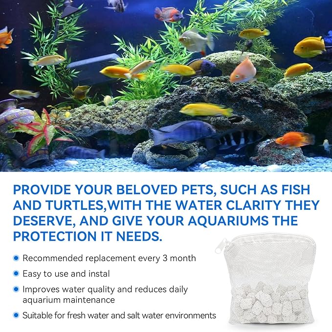 6 Pack Biomax Aquarium Filter Media Replacement for Fluval Spec, Evo and Flex Desktop Aquariums, 60g/2.1 Oz Bio Ceramic Rings Filter Media for Fish Tank, Placed in Filter Foam Block