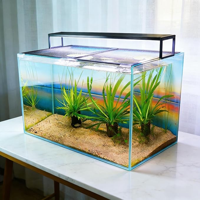 Easy Install DIY Fish Tank Lid, Adjustable Mesh Aquarium Lid, Anti-Jump Hood Cover for 2/5/10/20 Gallon Tanks, Washable & Custom Fit Top Up to 36"x18"