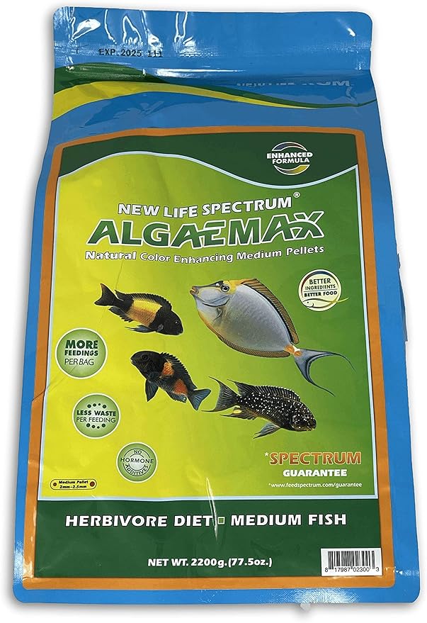New Life Spectrum AlgaeMax Medium Pellet for Fresh & Saltwater Fish Bag, 2200g