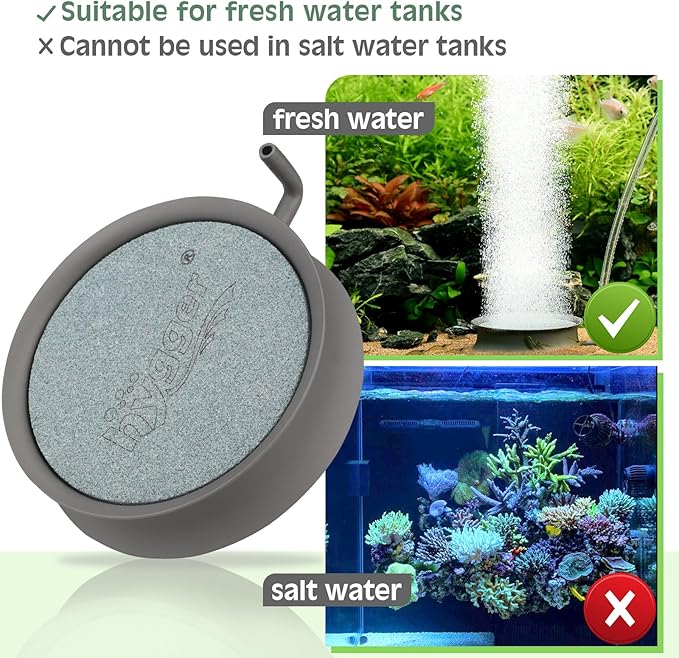 hygger Aquarium Air Stone Fish Tank Bubbler Quiet Ultra High Dissolved Oxygen Stone Fish Tank Air Stone Nano Bubble Airstone Stainless Steel Air Stones for Aquarium Fish Tank and Hydroponics-3.0inch