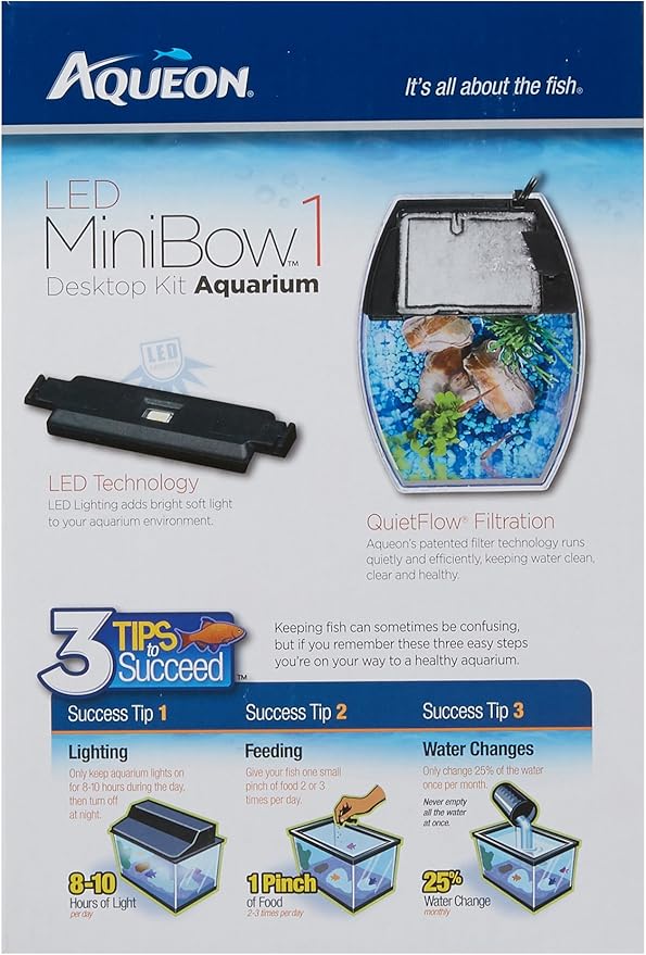 Aqueon Products 015905178020 LED Minibow Aquarium Kit, 1 Gallon, Black