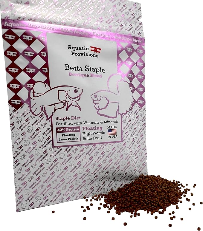 Aquatic Provisions Betta Staple Fish Food, 0.88 oz (25g) Floating 1mm High Protein Pellets