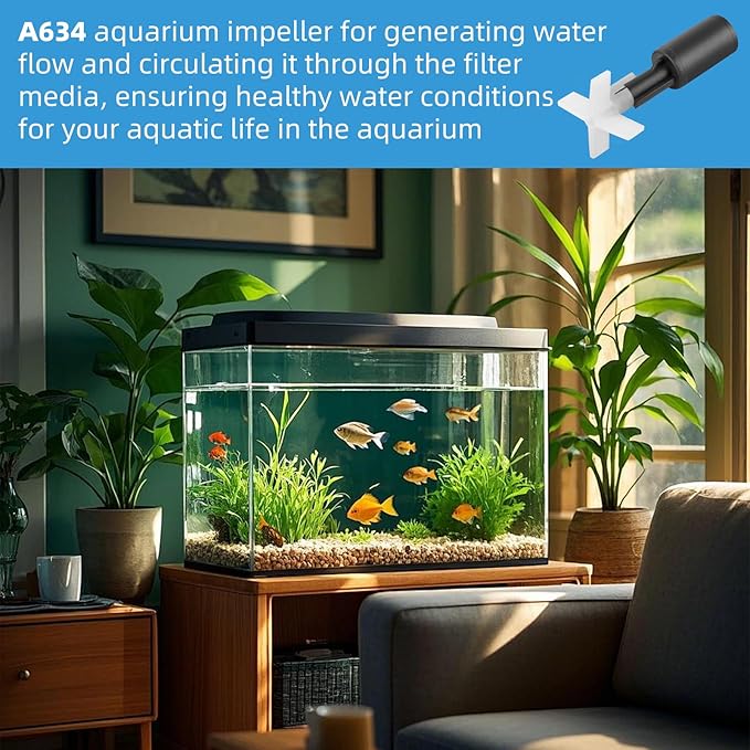 Impeller Assembly Compatible with AquaClear 50 Power Filter, A634 Aquarium Filter Part for Fluval Fish Tank Pump System