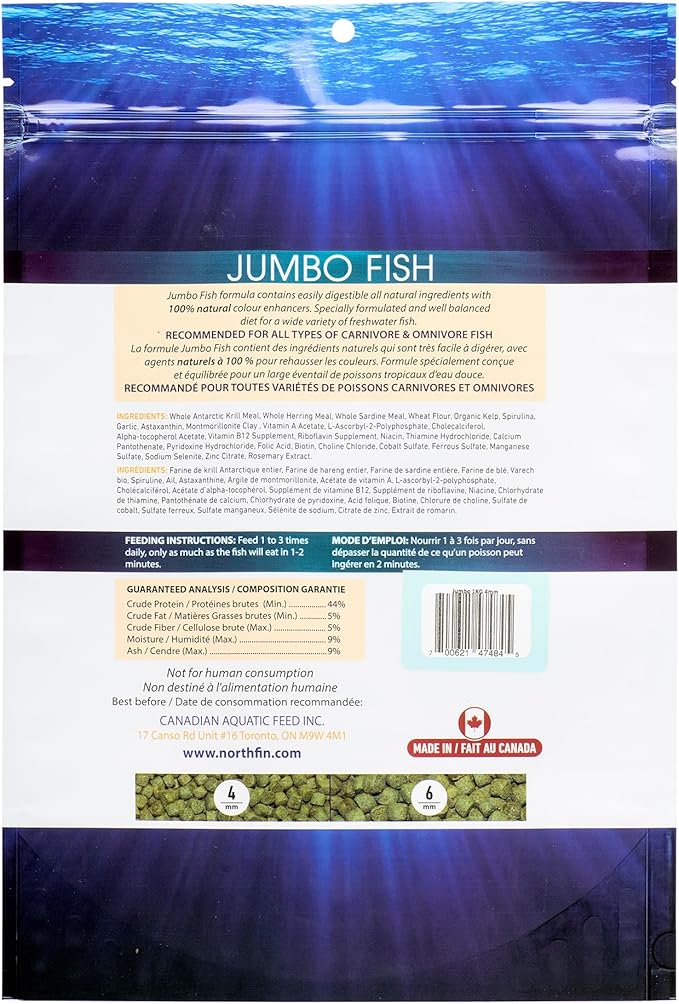 Northfin Fish Food Jumbo Formula Slow Sinking Pellets (4mm 1kg)