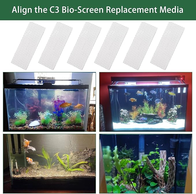 Bio-Screen for Fluval C4 Power Filter, Replacement Aquarium Filter Media, 6PCS Bio Foam Replacement Set, Filter Media for Freshwater & Saltwater Aquariums