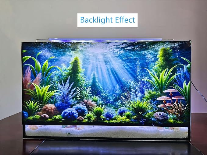 Fantasy Water Plants Aquarium Background Blue Green Plants Fish Tank Background 30x18 Inches PVC Glass Container Decoration with Tapes
