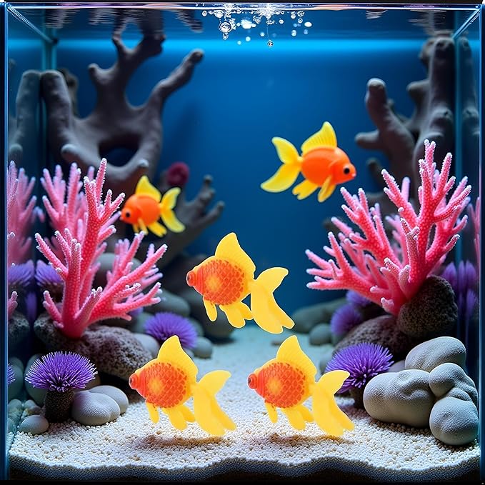 3 Pack Gold,orange Artificial Aquarium Fishes Fake Fish Plastic Fish Aquarium Moving Fishes Ornament Decoration Orange Goldfish for Aquarium Fish Tank Aquarium Décor Thematic Ornaments,Aquarium Décor