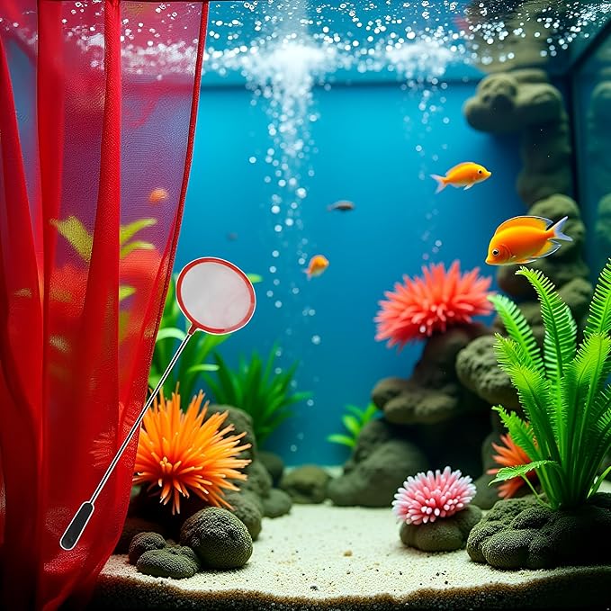 1Pc Random Color Aquarium Fish Net 3 Inches Fine Mesh Skimmer for Small Fish for Tank Catching Cleaning Net with 9 Inches Long Handle Aquarium Net Fine Mesh Cleaning Small