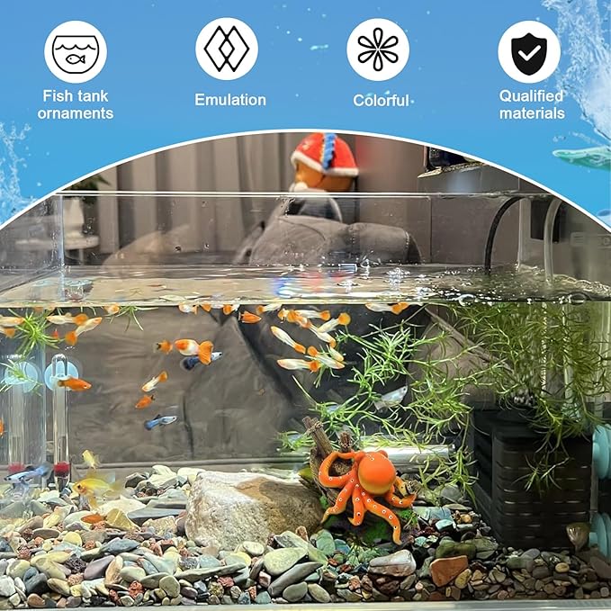 Octopus Decor, Small Octopus Fish Tank Decorations, Aquarium Decorations Ideal Gift for Love Fish Farming