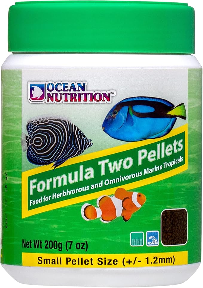 Ocean Nutrition Formula Two Pellets - Fish Food for Herbivorous & Omnivorous Marine Tropical Fish, High Protein(40%) - 7 oz (200 g) Small Pellets