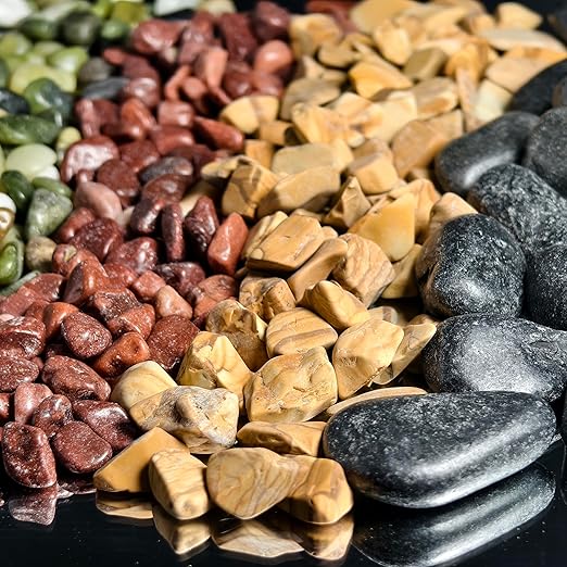 Black Pebbles,5/8“ Nature Pebbles for Indoor Plant Pots,Garden Decor,Gardening Stones, Garden Landscape (Black, 2LB)