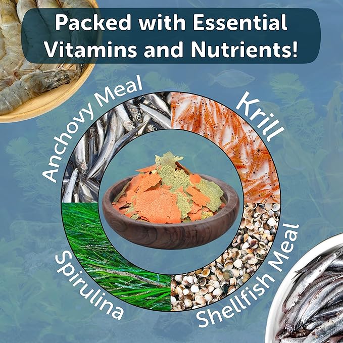 Goldfish Flakes, 42% Protein Premium Goldfish Flakes for Aquarium and Pond Fish. Also Good for Koi 2.65oz Canister