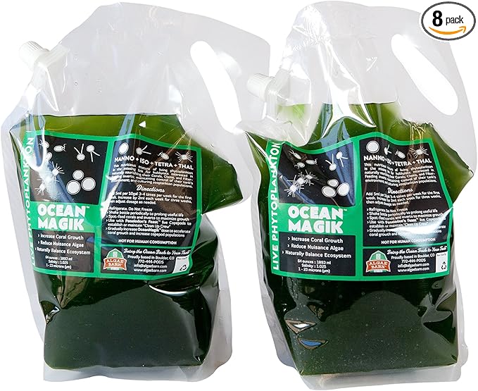 OceanMagik Live Phytoplankton Blend - Tetra x Nanno x Iso x Thal Phyto Food for Coral and Copepod (128oz)