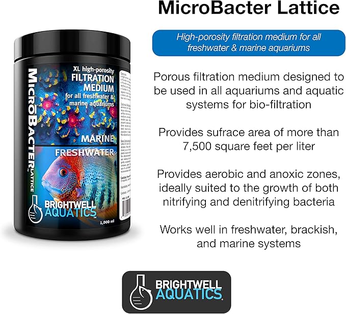 Brightwell Aquatics MicroBacter Lattice XL – Porous Biological Filtration Medium for use in Freshwater, Planted, Brackish Aquariums and Systems, 500 ml