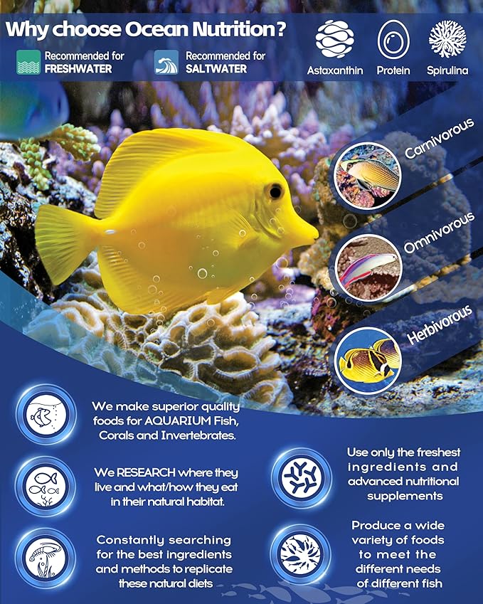 Ocean Nutrition Formula Two Pellets - Fish Food for Herbivorous & Omnivorous Marine Tropical Fish, High Protein(40%) - 14 oz (400 g) Small Pellets
