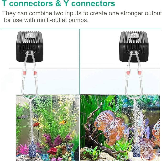 Aquarium Air Pump Accessories Kit with 80 Inch Standard Clear Airline Tubing, Air Stones, Check Valves, Suction Cups and Connectors for Fish Tank