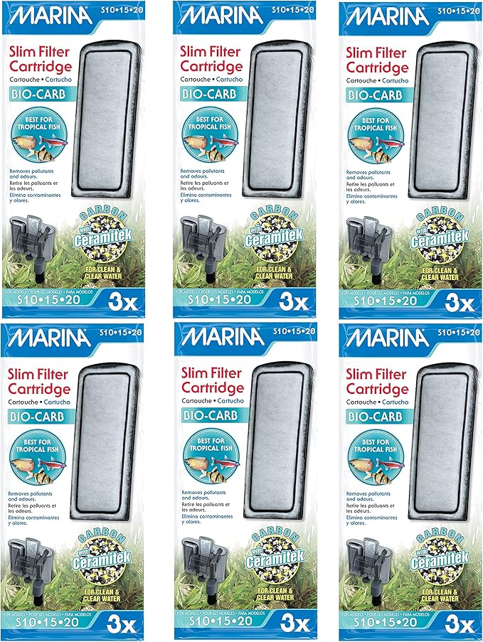Marina Slim Filter Carbon Plus Ceramic Cartridge, 18-count