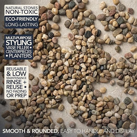 River Rocks Decorative Ornamental Vase Filler 0.5" - 0.75" Natural Aquarium Gravel 30 lbs - Landscaping Pebbles for Indoor Plants, Succulents,Terrarium & Home Decor, DIY & Crafting – Royal Imports