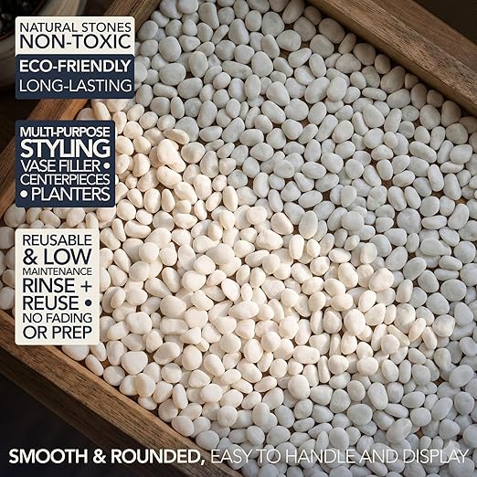 River Rocks Decorative Ornamental Vase Filler 0.5" - 0.75" White Aquarium Gravel 30 lbs - Landscaping Pebbles for Indoor Plants, Succulents, Terrarium & Home Decor, DIY & Crafting – Royal Imports